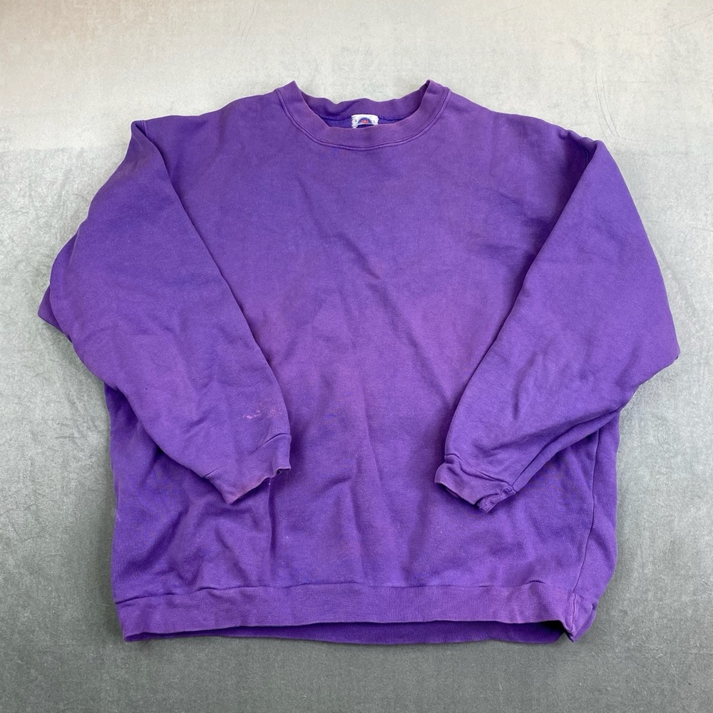 VTG Purple Crewneck Sweatshirt‎ Blank Pullover Made in USA Heavyweight Mens L